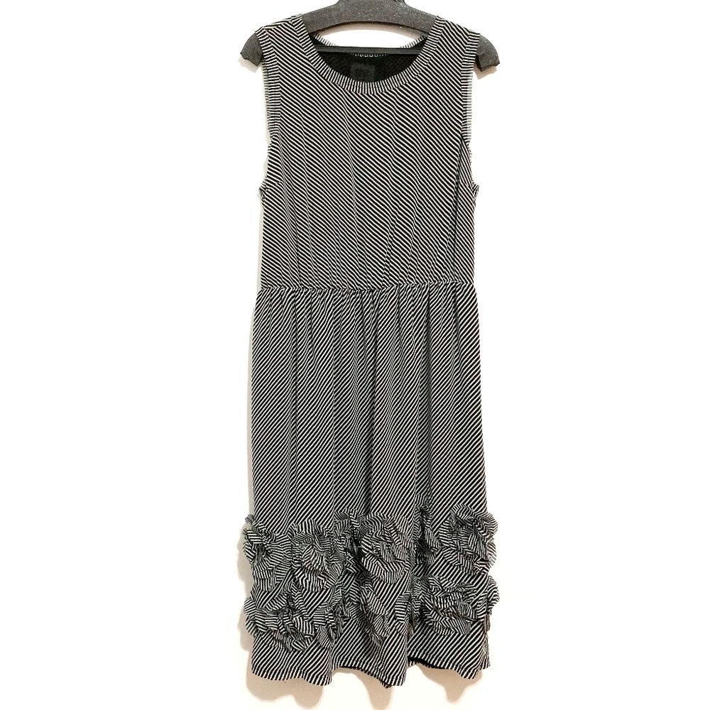 Anna Sui Diagonal Stripe 3D Floral Dress